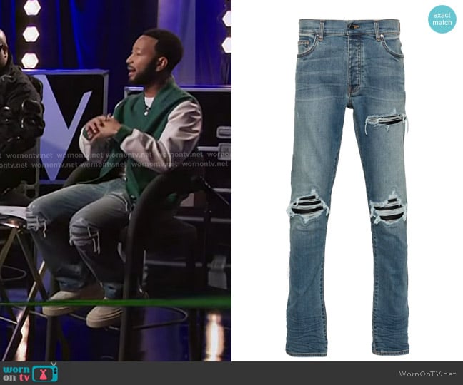 Amiri MX1 Distressed-effect Jeans worn by John Legend on The Voice