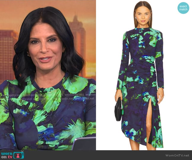 Amur Milani Floral Ruched Midi-Dress worn by Darlene Rodriguez on Today
