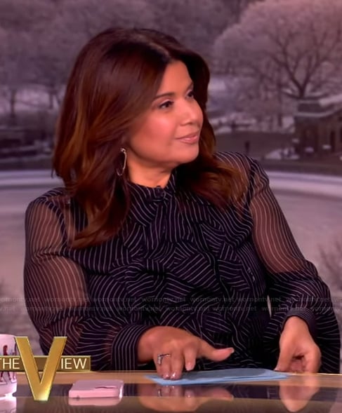 Ana’s black stripe ruffle blouse on The View
