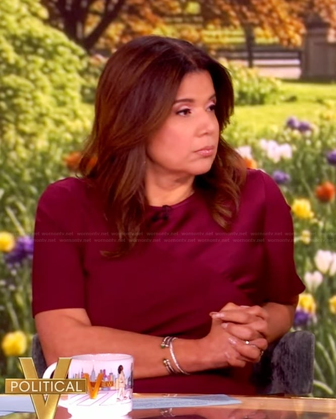 Ana's mixed media burgundy dress on The View