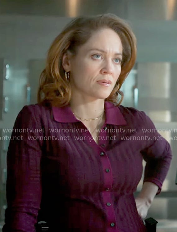 Angie's purple knit shirt on Will Trent