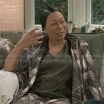 Anita’s chevron and floral robe and pants set on Beyond the Gates