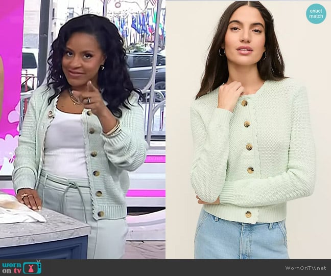 Sheinelle’s mint green knit cardigan on Today