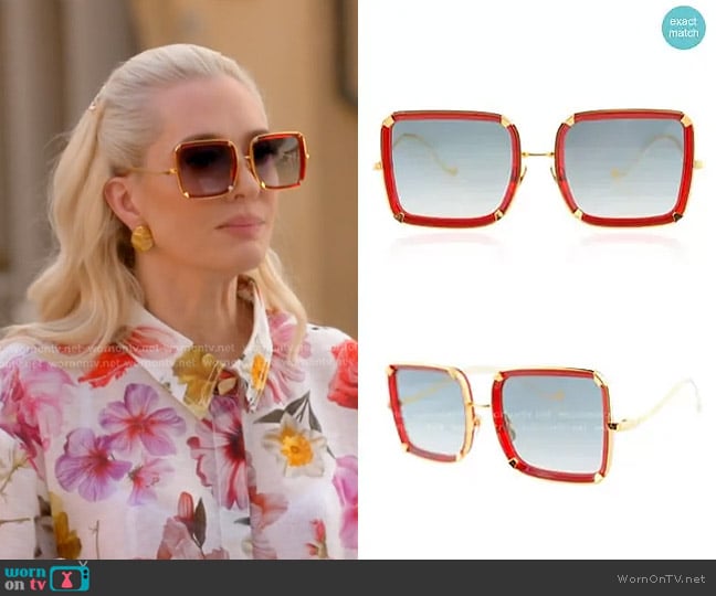Anna Karin Karlsson White Moon Sunglasses in Red worn by Erika Jayne on The Real Housewives of Beverly Hills