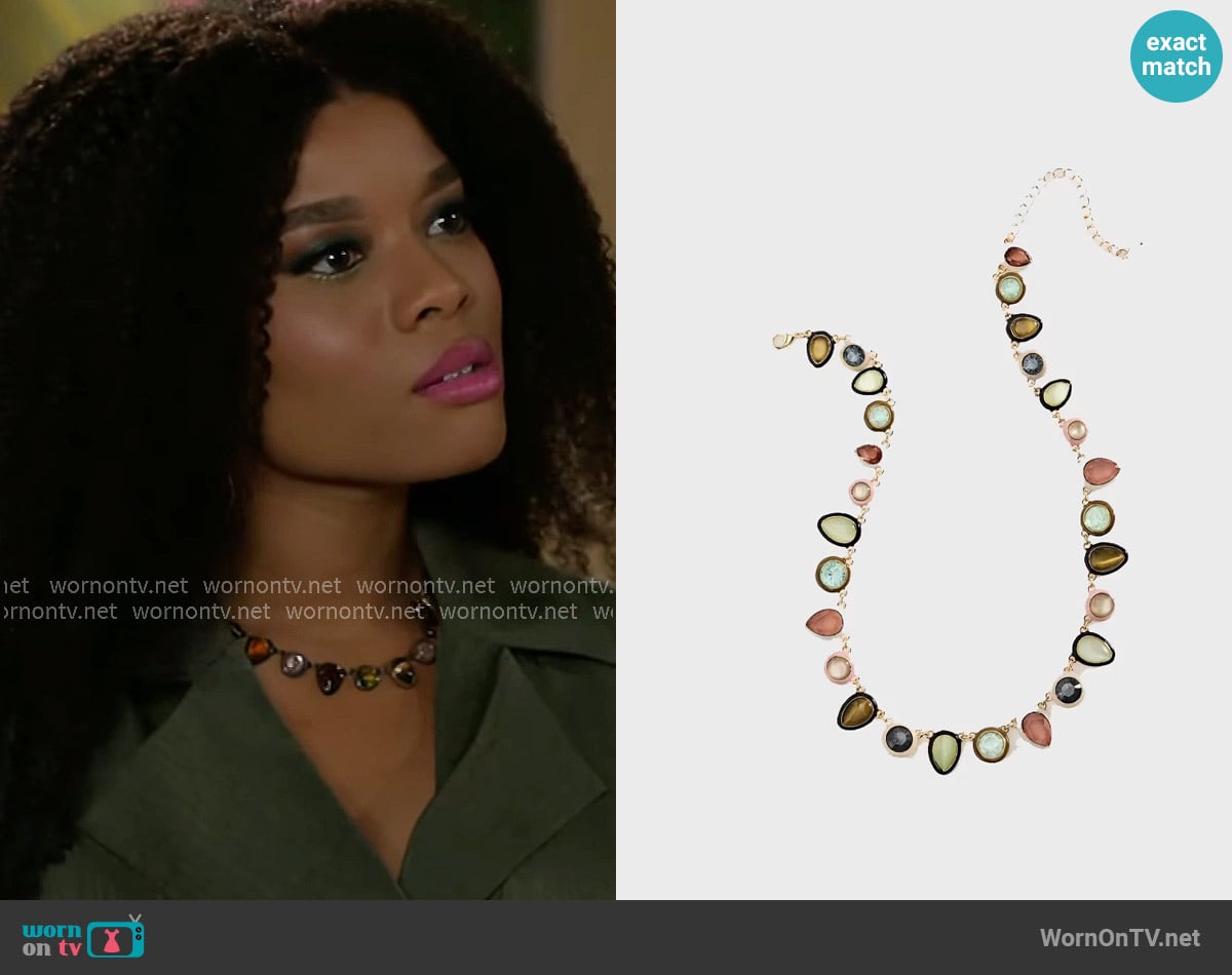 Anthropologie Colorful Enamel Gem Necklace worn by Eva Thomas (Ambyr Michelle) on Beyond the Gates