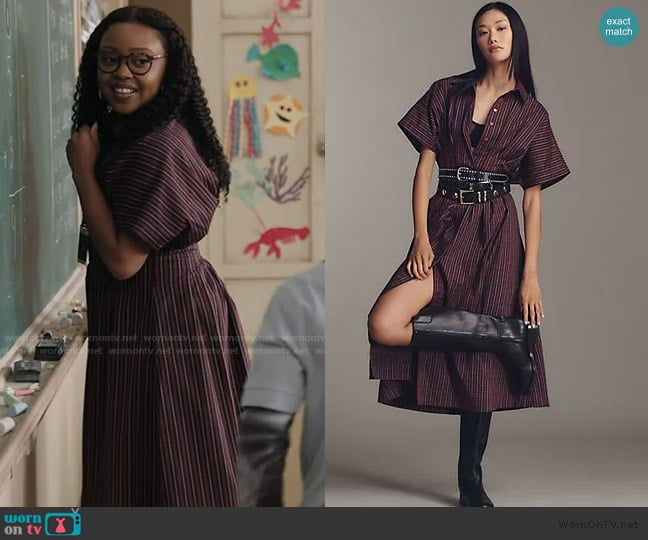 Anthropologie Tobie Shirtdress worn by Janine Teagues (Quinta Brunson) on Abbott Elementary