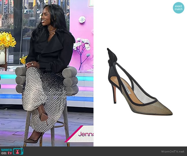 Aquazzura Bow Tie Mesh Pump worn by Eni Popoola on Today