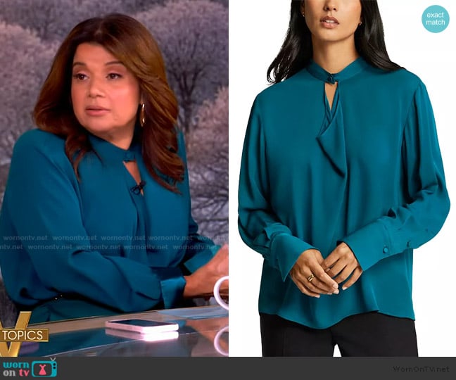 Argent Silk Button Neck Top worn by Ana Navarro on The View
