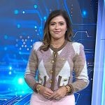 Chloe’s argyle knit cardigan and pink pants on Today