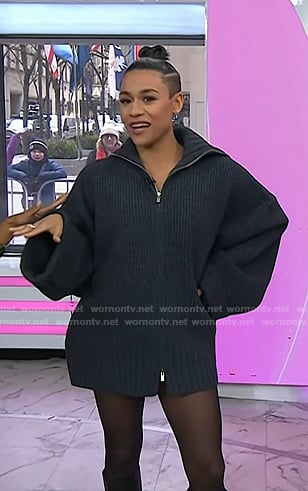 Ariana DeBose's grey oversized zip cardign on Today