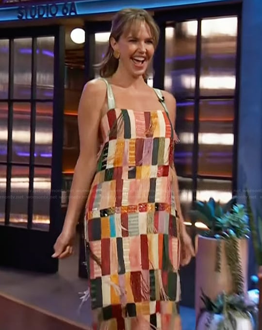 Arielle Kebbel’s multicolored beaded dress on The Kelly Clarkson Show