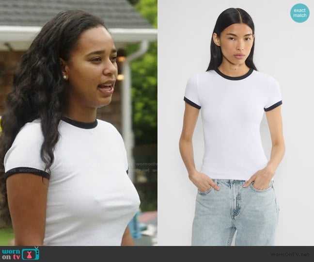 Aritzia HomeStretch Rib Crew T-Shirt worn by Mia Calabrese on Summer House