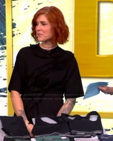 Ashley Alderfer Kaufman’s black ruffle top on The View