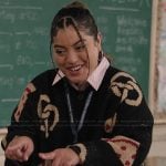 Ashley's black printed sweater on Abbott Elementary