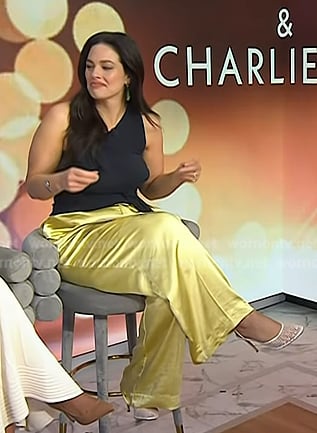 Ashley Graham ‘s green drop earrings and mesh pumps on Today