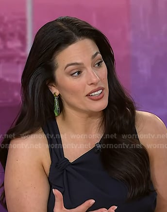 Ashley Graham ‘s green drop earrings and mesh pumps on Today
