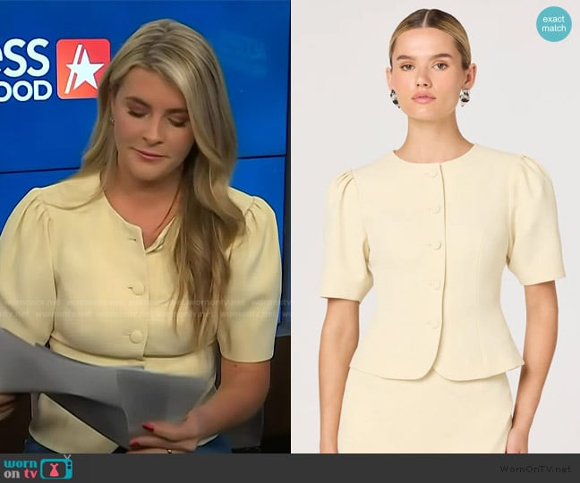 ASTR the Label Kristina Puff Sleeve Lady Jacket worn by Lauren Herbert on Access Hollywood