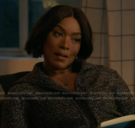 Athena's grey space dye knit cardigan on 9-1-1