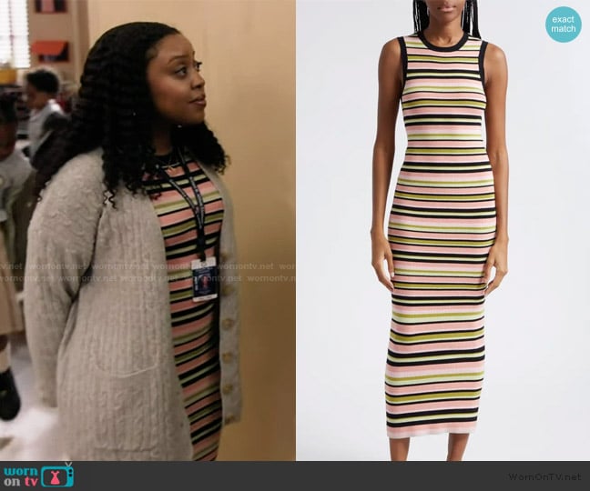 Janine’s striped dress on Abbott Elementary Janine’s striped dress on Abbott Elementary