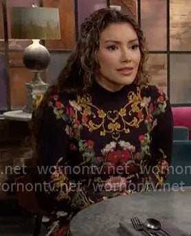 Audra’s black floral dress on The Young and the Restless