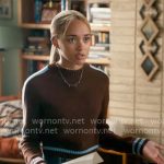 Ava’s brown and blue sweater on High Potential