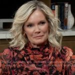 Ava’s red floral cowl neck blouse on General Hospital