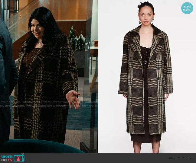 Avec Les Filles Single-Breasted Plaid Coat worn by Annie (Shelby Mayes) on Matlock