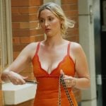 Bailey’s orange lace trim dress on Summer House