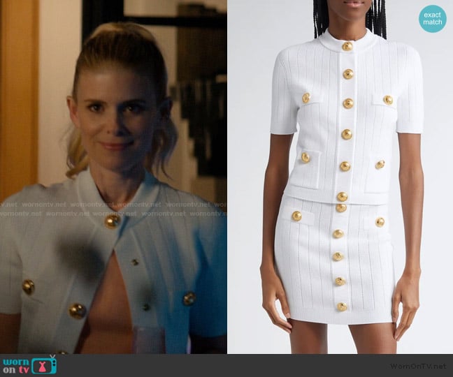 Balmain Four Pocket Cardigan worn by Nancy (Kate Mara) on Imperfect Women