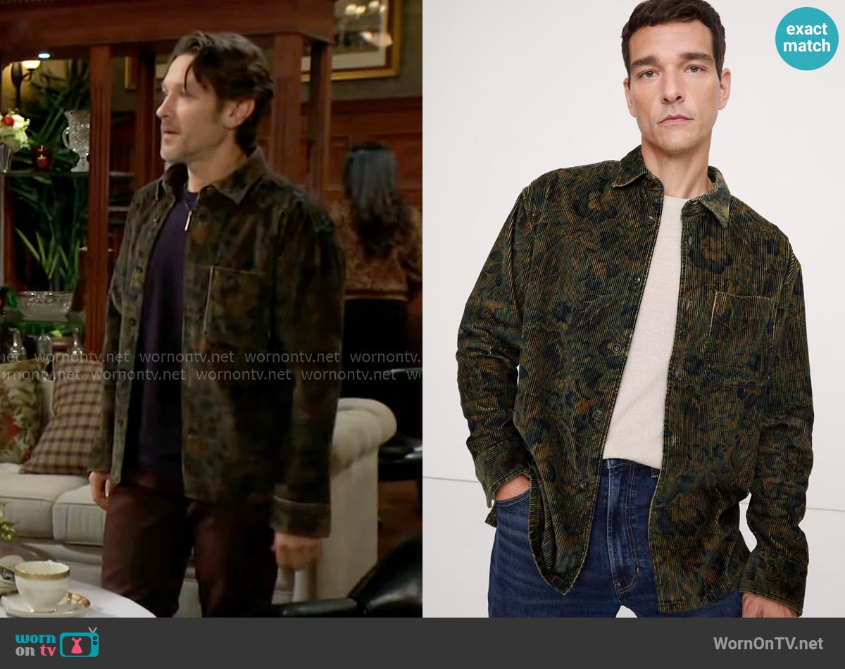 Daniel’s printed corduroy shirt on The Young and the Restless Daniel’s printed corduroy shirt on The Young and the Restless