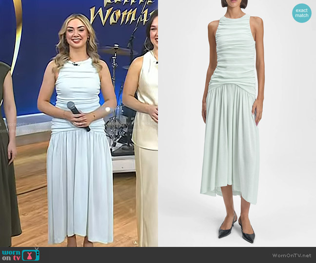 Bite Studios Evidente Dress in Stone Blue worn by Caitríona Sherlock on Today