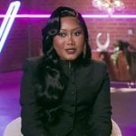 Muni Long’s black band collar jacket on The Voice