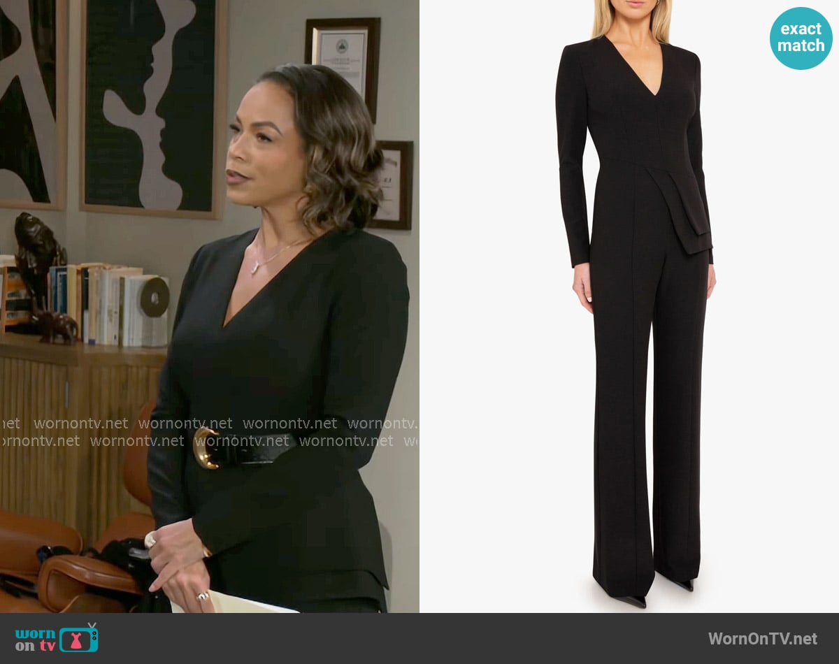 Black Halo Sinclair Jumpsuit worn by Nicole Dupree Richardson (Daphnee Duplaix) on Beyond the Gates