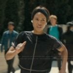 Eleanor’s black contrast stitch tee on Imperfect Women