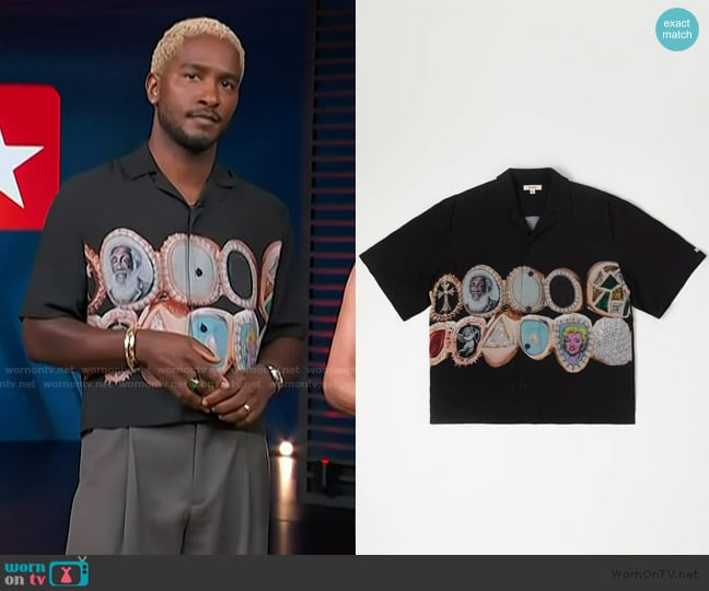 BLDG4 Grin Woven worn by Scott Evans on Access Hollywood