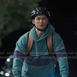 Blue’s green colorblock hoodie on Greys Anatomy