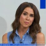 Sophie Flay’s blue striped sleeveless shirtdress on Good Morning America