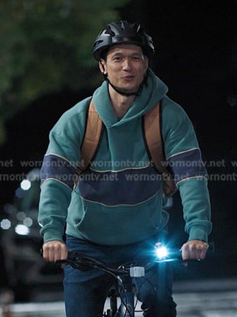 Blue's green colorblock hoodie on Greys Anatomy