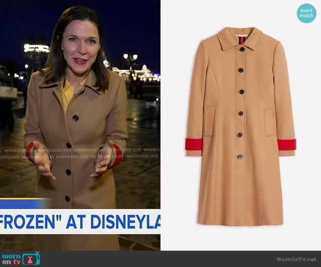 Boden Durham Wool Blend Coat in Colourblock Camel worn by Maggie Rulli on Good Morning America