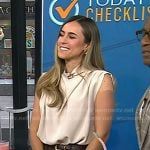 Rachael DeVaux’s ivory gathered sleeveless top on Today