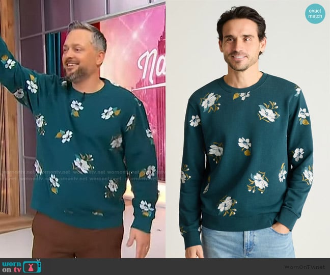 Bonobos Embroidered French Terry Crew worn by Nate Bargatze on Sherri