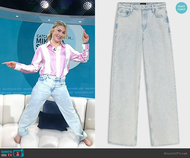 Boss Boyfriend-fit Jeans in super-soft light-blue denim worn by Mikaela Shiffrin on Today