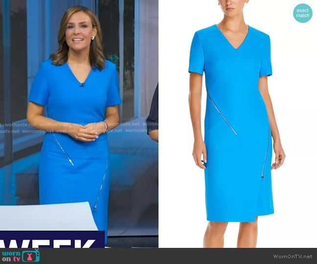 Boss Duzira Zipper Trim Dress worn by Mary Bruce on Good Morning America