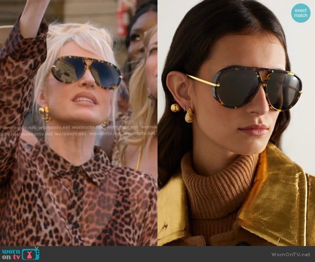 Bottega Veneta Drop Aviator Sunglasses worn by Erika Jayne on The Real Housewives of Beverly Hills