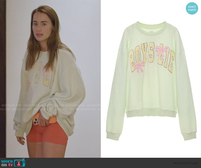 Boys Lie Bows Kara Crewneck worn by Whitney Leavitt on The Secret Lives of Mormon Wives