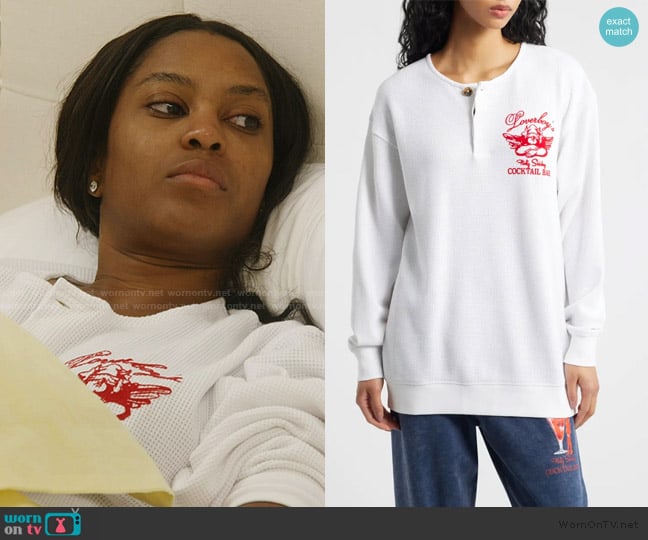 Boys Lie Loverboy Graphic Waffle Henley worn by Ciara Miller on Summer House
