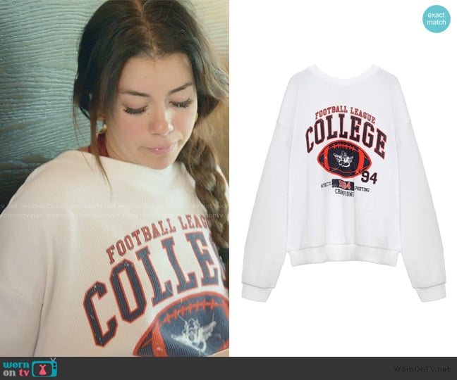 Boys Lie Out of Their League Kara Crewneck worn by Jen Affleck on The Secret Lives of Mormon Wives