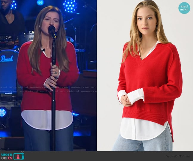 Brochu Walker The Looker Layered V-Neck worn by Kelly Clarkson on The Kelly Clarkson Show