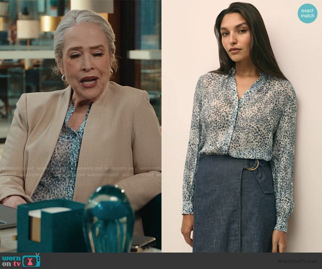 Brooks Brothers Chiffon Watercolor Motif Blouse worn by Madeline Matlock (Kathy Bates) on Matlock