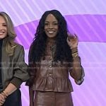 Nyakio Grieco’s brown leather peplume jacket and skirt on Today